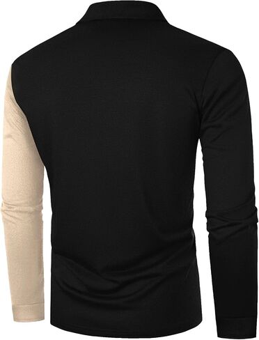 SOLY HUX Men's Golf Color Block Tennis Shirts Long Sleeve Collared Business T-Shirt in Saudi Arabia