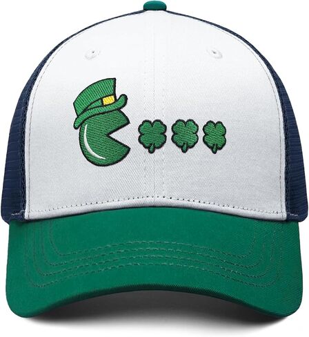 St Patricks Day Embroidered Trucker Hat for Men and Women Saint Pattys Shamrock Adjustable Washable Baseball Cap Gifts in Kuwait