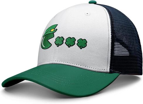 St Patricks Day Embroidered Trucker Hat for Men and Women Saint Pattys Shamrock Adjustable Washable Baseball Cap Gifts in Kuwait