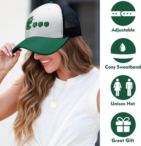 St Patricks Day Embroidered Trucker Hat for Men and Women Saint Pattys Shamrock Adjustable Washable Baseball Cap Gifts in Kuwait