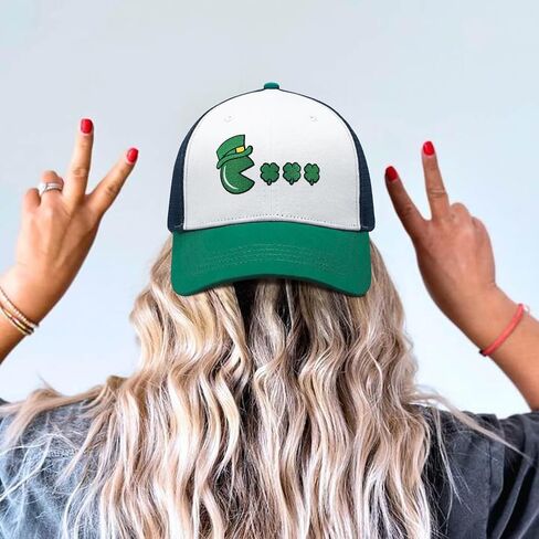 St Patricks Day Embroidered Trucker Hat for Men and Women Saint Pattys Shamrock Adjustable Washable Baseball Cap Gifts in Kuwait