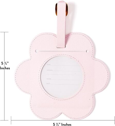 Eccolo Jumbo Flower Luggage Tag – Cute Floral Bag Identifier with Durable Strap and Secure Info Card Pocket – Pink, White & Gold in Saudi Arabia