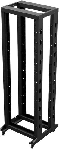 NavePoint 4-Post Adjustable Rack, 25U, 12-24 Threaded, Includes Casters, Black, SRB Series in Saudi Arabia