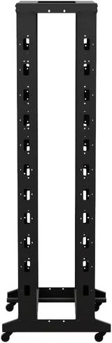 NavePoint 4-Post Adjustable Rack, 25U, 12-24 Threaded, Includes Casters, Black, SRB Series in Saudi Arabia