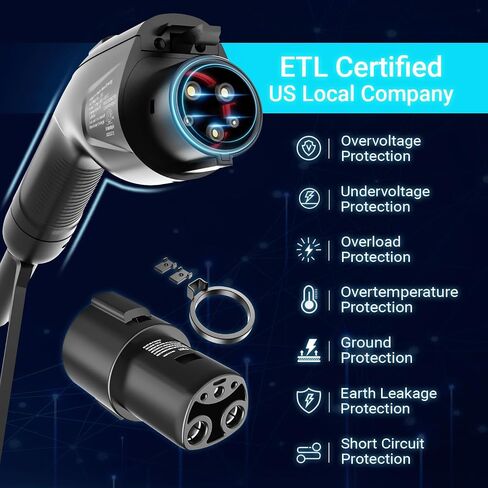 Tera Electric Vehicle Charger for Tesla: J1772 Level 2 EVs ETL Certified 48 40 Amp 240 Volt Home EVSE with Manual Setting Amps Schedule on Unit NEMA 14-50 25 FT Cable Silver in Saudi Arabia