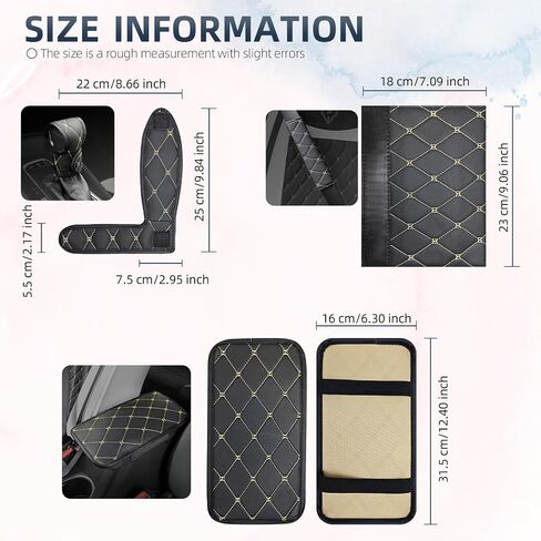 Car Armrest Box Pad Seat Belt Cover Shield Handle Cover Mirror Cover Set Auto PU Leather White Black Car Accessories Universal 4 Pieces (4-Piece Set-White) in Saudi Arabia