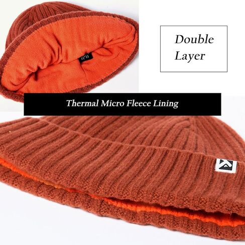 TOP-EX Oversize L/XL/XXL Beanie 100% Merino Wool Winter Warm Hat Fleece Lined Cuffed Watch Fisherman Cap in Kuwait