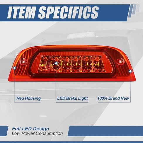 Auto Dynasty Black Housing LED 3rd Third Rear High Mount Brake Light Stop Lamp Compatible with Jeep Liberty KJ 02-07 in Saudi Arabia