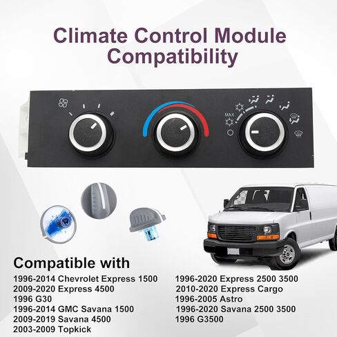 599-217 وحدة التحكم في المناخ - مفتاح لوحة تكييف الهواء لسخان الهواء متوافق مع 1996-2014 Chevy Express 1500 1996-2014 GMC Savana 1500 1996-2020 Chevy Express 2500 3500 GMC Savana 2500 3500 in Kuwait