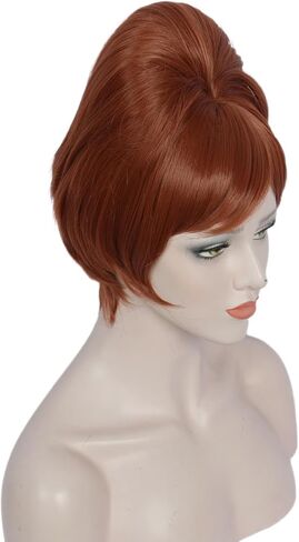 Linfairy 1960s Short Beehive Wig Perfect for Halloween Party Cosplay Bauffant Wigs (Black) in Kuwait
