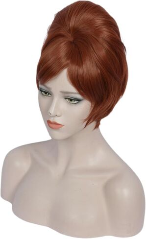 Linfairy 1960s Short Beehive Wig Perfect for Halloween Party Cosplay Bauffant Wigs (Black) in Kuwait