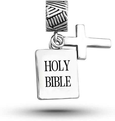 Cross Holy Bible Quote Double Dangle Charm fits Pandora Charms Bracelets for Women Engraved Bible Words Dangle Charm Jewelry in Kuwait