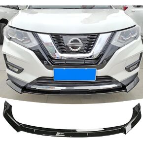 Front Bumper Lip Spoiler Splitter Compatible with Nissan Rogue S/SV/SL 2017 2018 2019 2020 Paint Glossy Black Accessories
