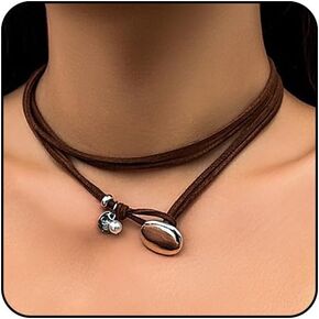 Sora Tuki Cowgirl Necklace Western Necklaces for Women Cowboy Necklace Country Necklace Cowgirl Jewelry for Women Western Choker Necklaces Boho Necklace for Women Turquoise Bead Leather Necklace