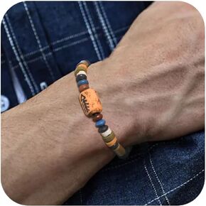 Handmade Wood Beads Bracelet for Men Women-Adjustable Fish Bone Ethnic Tribal Bracelets, Lucky Boho Handmade Rope Bracelet Jewelry Gifts for Wife Sister Husband Brother