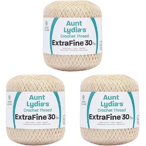 Coats Crochet Aunt Lydia's Crochet, Cotton Extra Fine Size 30, Natural (180-226)
