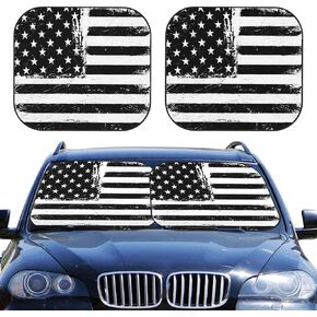 KiuLoam 2 Piece Car Windshield Sun Shade, Beautiful Palm Tree Beach Print Sunshades Sun Visor Protector Blocks UV Rays Foldable Keep Your Vehicle Cool for Most Sedans SUV Truck, Medium