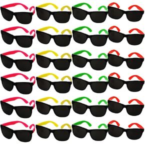 Funny Party Hats Sunglasses in Bulk - Neon Party Sunglasses - 24 Pack - Party Favors - Neon Party Supplies