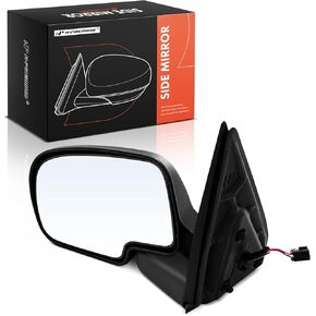 A-Premium Driver Side Power Door Mirror - Compatible with Chevy Silverado 1500 2500 HD 3500 & GMC Sierra 1500 2500, 1999 2000 2001 2002 - Non-Heated Manual Folding Chrome Outside Rear View Mirror