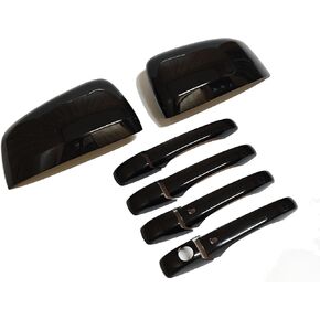 Glossy Black Style Side Door Handle and Rearview Mirror Add-on Cover Trims Compatible with Dodge Durango 2011-2021