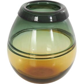 Deco 79 Glass Handmade Decorative Vase Ombre Centerpiece Vase with Yellow Base, Flower Vase for Home Decoration 9" x 9" x 11", Green