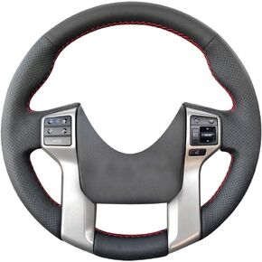 Eiseng DIY Customize Steering Wheel Cover for 2012-2020 Toyota Tacoma / 2014-2020 Tundra and Sequoia/for 2010-2020 4Runner Stitch On Wrap Interior Accessories Genuine Leather (Black Thread)