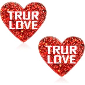 YUNXI Lightweight Unique Love Heart Stud Earrings Acrylic Cute Sweet Glitter Love Heart Earrings for Women Wife Lover Statement Jewelry Valentine's Day Mother's Day Gifts