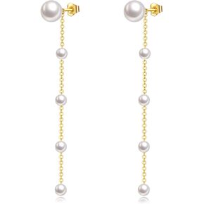 KECHO 14K Gold Freshwater Cultured Pearl Earrings Solid Gold Pearl Stud Earrings Jewelry Gifts for Women