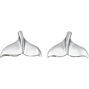 925 Sterling Silver Whale Tail Stud Earrings, Nickel Free Hypoallergenic for Sensitive Skin, Hawaii Tropical Ocean Jewelry for Women, Gift Box Included