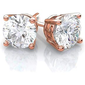 Cate & Chloe Mia Diamond-Simulated Stud Earrings, CZ Stud Earrings, Round CZ Studs, Crystal Earrings, Classic Studs, Best Earrings for Women