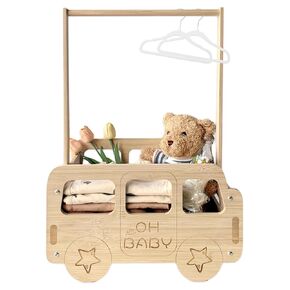 Fun-plus Super Size Baby Shower Crate Closet, Baby Shower Basket with Handle Baby Storage Crate, Wooden Crate for Pregnancy New Parent (Bamboo made)