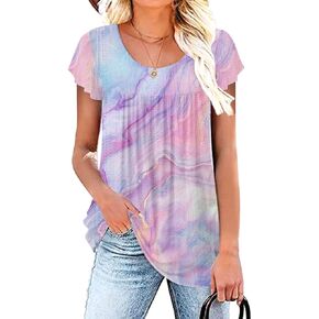 Womens Plus Size Tops Blouses Long Sleeve Shirts Pleated Tunic Tops M-4XL
