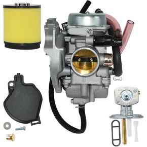 0470-448 Carburetor Replacement for Arctic Cat 300 250 2x4 4x4 ATV Quad Carb 2001 2002 2003 2004 2005 Red Green Includes Air Filter & Fuel Valve Petcock