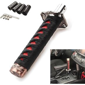 1 PC Car Modified Samurai Sword Shift Knob, 6.1In Metal Vehicle Automatic Transmission Accessories, Universal Automotive Shift Gear Lever for Car Truck SUV RV Van (Black & Red)