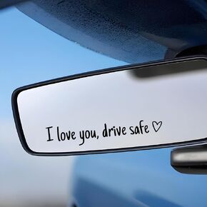 I Love You Drive Safe Mirror Sticker 4 Pack Rear View Mirror Sticker Drive Safe I Love You Rearview Mirror Decal Self Affirmations Car Mirror Stickers for Women Men Car Accessories （Black）