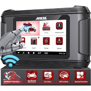ANCEL MT510 for Ducati Motorcycle Diagnostic Tool OBD2 Scanner & Code Reader with Full System-ABS Bleeding & Oil Light Reset, 30+ Reset Troubleshoot Fault Codes, 5.0 Touch Screen-1 Year Free Update