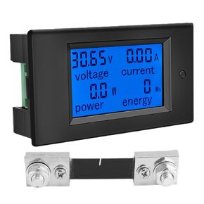 DC 6.5-100V 0-100A Current Voltage Power Meter, DC Amp Wattage Energy Volt Meter, RQG Multimeter Ammeter Battery Monitor with Backlit LCD Display, 100A Current Shunt