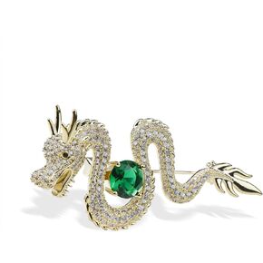 Vintage Crystal Dragon Brooch Lapel Pin Decorative Safety pins for Clothing Rhinestone Animal Brooch Jewelry