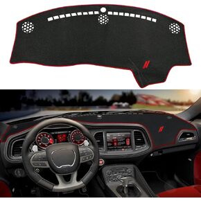 Custom Dash Cover Fit for Dodge Challenger Accessories 2015-2023 2024 Non-Slip Interior Pad Decoration Sunshade Glare No Glare UV Rays Protector Dashboard Cover Mat Carpet(Blue Edge+Blue)