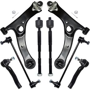 8Pcs Front End Suspension Kit Fit For 2003-2008 To-yota Corolla, 2 Lower Control Arm w/Ball Joint 2 Sway Bar Link 4 Outer & Inner Tie Rod End (# K640360 K640361 K80230 EV470 ES80431 ES80432)