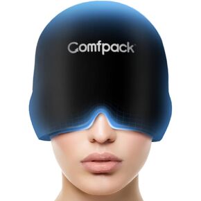 Migraine Relief Ice Cap, Full Head Cold Compress Flexible Headache Relief Gel Ice Hat for Hangover, Tension, Sinus, Stress Relief, Ice Face Mask for Puffy Eyes, Gifts for Migraine Sufferers