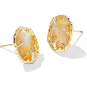 Kendra Scott, Womens, Daphne Coral Frame Stud Earrings, Gold Iridescent Abalone, One Size