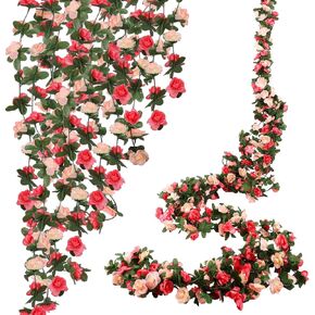 10 Pcs 82FT Flower Garland, Artificial Rose Garland Flowers Plants Fake Flower Hanging Rose Ivy, Birthday Party Valentine's Day Wedding Wall Arch Decor