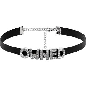Sacina Gothic Punk Cute Owned Choker, Black Choker, Black PU Leather Choker Collar, Gothic Choker, Goth Necklace, Jewelry Gift for Women
