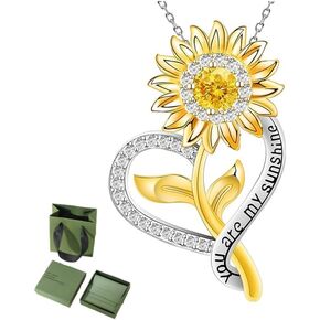 Anniversary Birthday Gifts for Women,Christmas Gifts for Women,Sunflower Necklace,18K Gold Plated You Are My Sunshine Necklace,Mothers Day Gifts for Wife,Girlfriend,Mom, Daughter,Sister