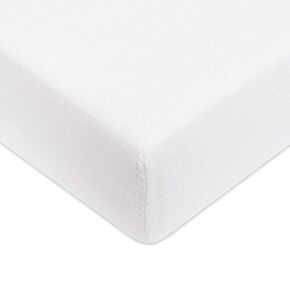 Babyletto 100% Organic Cotton Crib Sheet, GOTS-Certified, Fitted 360°, Ultra-Soft and Breathable Muslin - Matcha Green