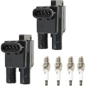 UF354 Ignition Coil Pack Iridium Spark Plugs Set of 8 Fits For Land Rover Range Rover 2004-2005 & BMW X5 M5 2000-2003, 540i 740i 740iL 840Ci Z8 Replacement for 7092, BKR6EGP, 12131703227