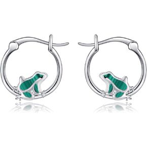 Frog Earrings Sterling Silver Frog Hoop Earrings Small Frog Jewelry Frog Stuff for Women