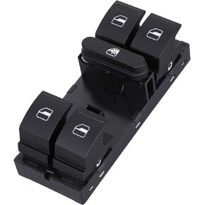 مفتاح نافذة رئيسي للطاقة بجانب السائق، متوافق مع 2005-2014 VW Jetta/Golf/Passat | CC/تيغوان/أرنب/GTI، استبدل 1K4959857، 5ND959857، 5K4959857