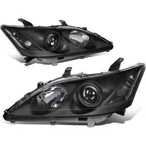 DNA MOTORING HL-OH-LES07-BK-AM Pair of Headlights Projector Low Beam Compatible with 07-09 Lexus ES350, Black Housing/Clear Lens/Amber Reflector